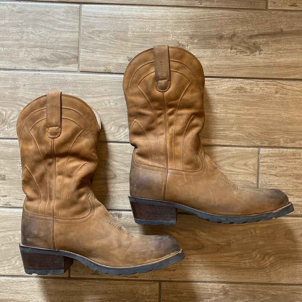Tecovas The Bandera Ranch Wear Size 12.5 EE Work Boots Cowhide Leather Brown
